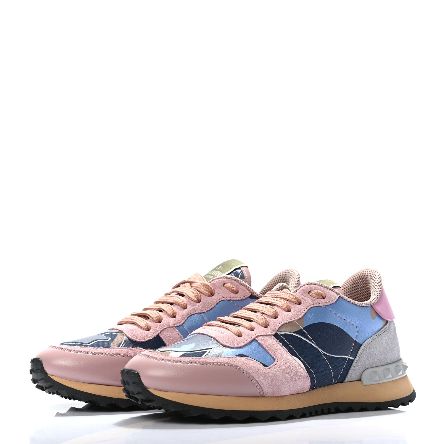 Valentino Garavani Nappa Suede Camouflage Womens Rockrunner Sneakers 36 Multicolor 3 of 7