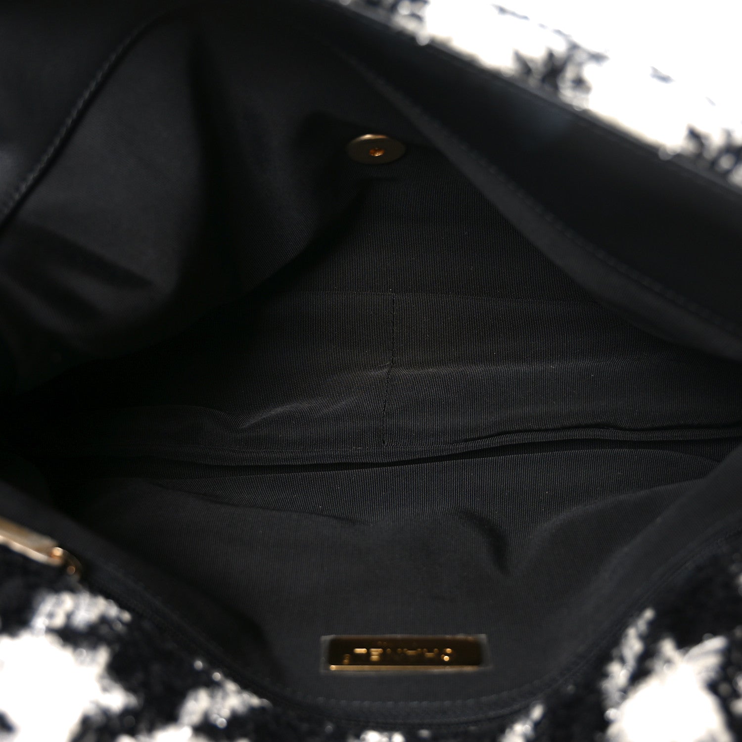 Chanel Tweed Quilted Maxi Chanel 19 Flap Black Ecru White 1855099