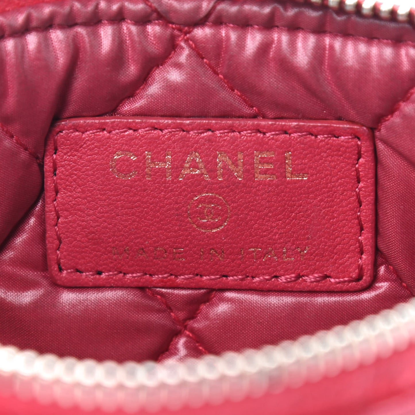 Lambskin Quilted Small Cosmetic Case Red