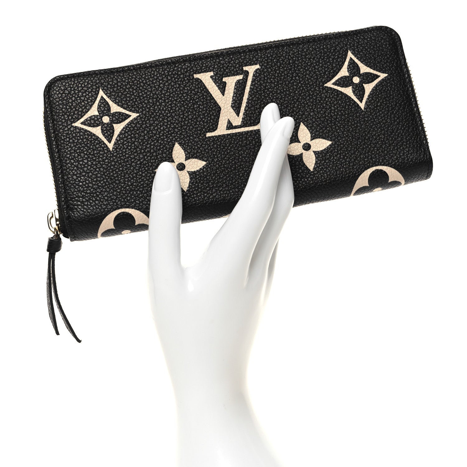 Louis Vuitton Empreinte Monogram Giant Clemence Wallet Black Beige 2 of 8