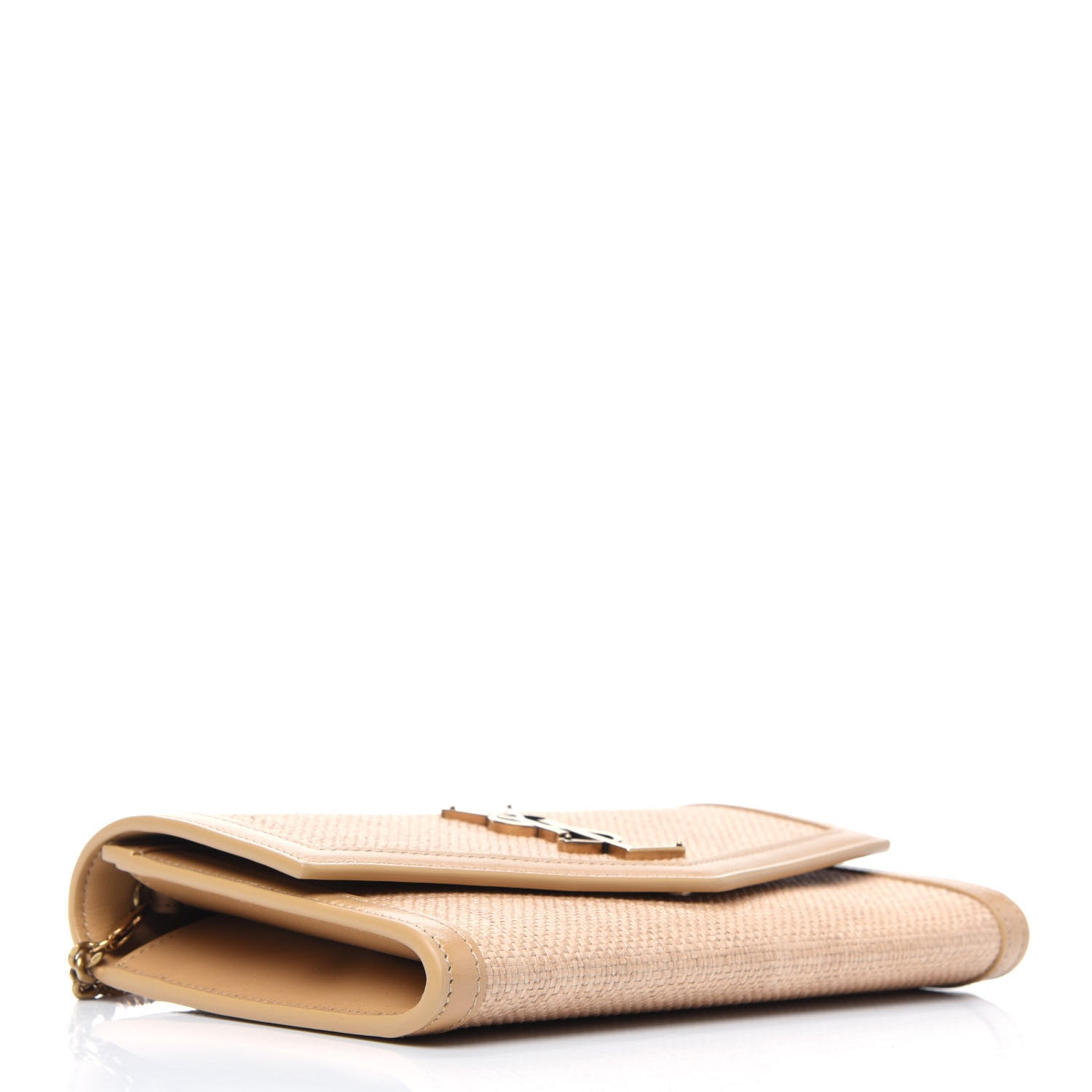 Saint Laurent Micro Raffia Monogram Uptown Chain Wallet Natural Hay Blush 5 of 13