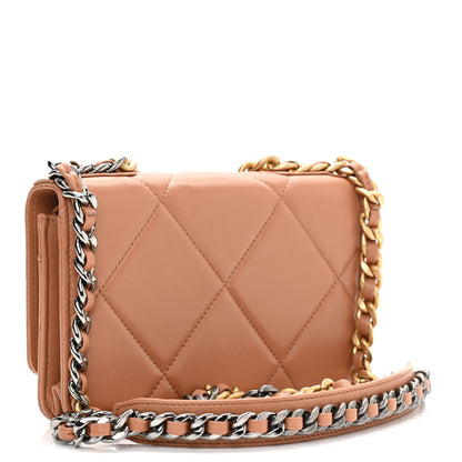 Chanel Lambskin Quilted Chanel 19 Wallet On Chain WOC Brown 3 of 12