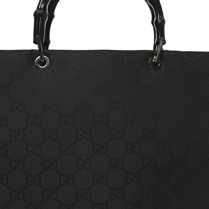 Gucci Nylon Monogram Large Bamboo Shopper Tote Black 13 of 20