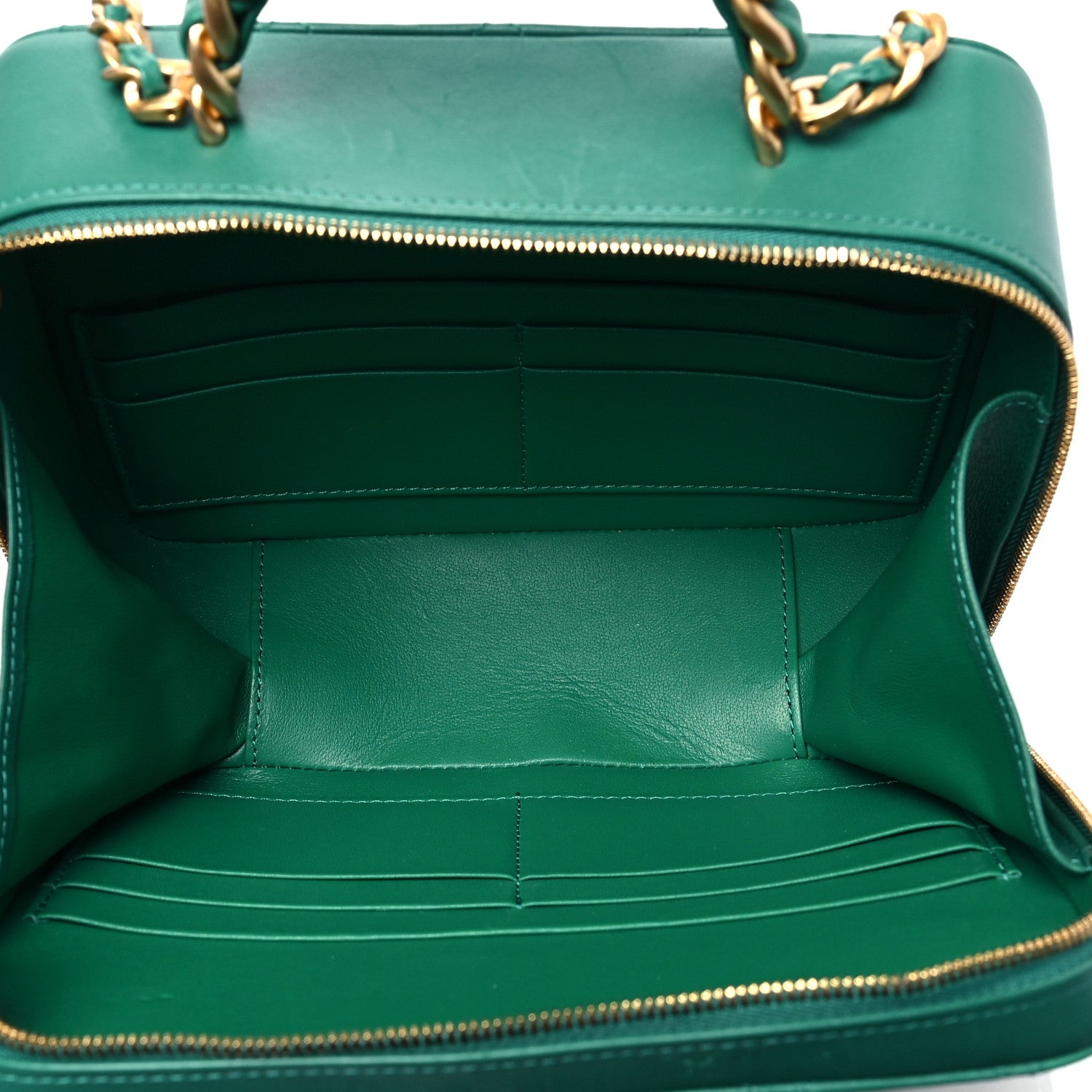 Chanel Lambskin Quilted Top Handle Vanity Case Green 4 of 8