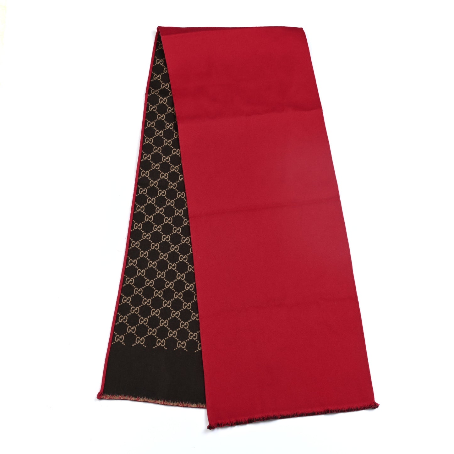 Wool Silk GG Monogram Ripon Simple Scarf Flame