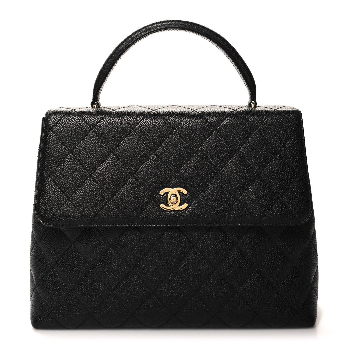 Caviar Quilted Jumbo Kelly Flap Black