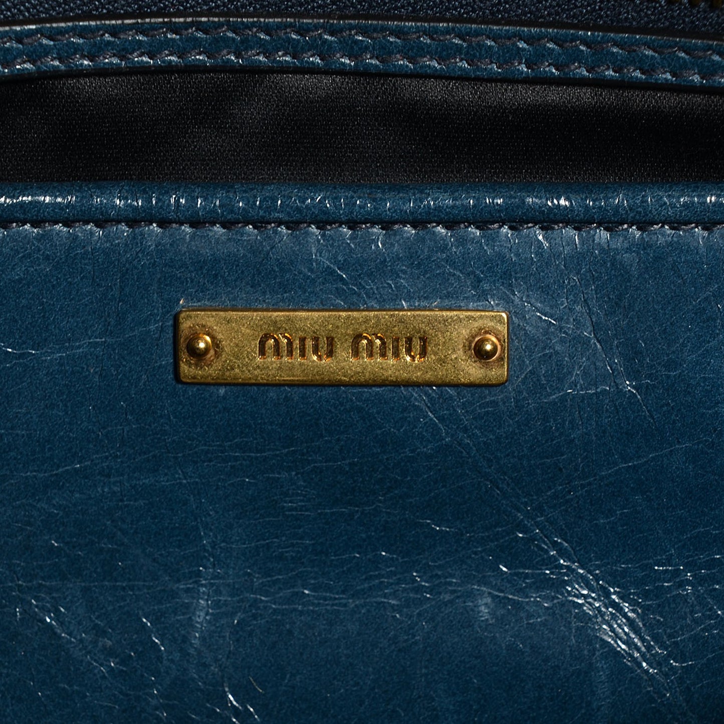 Vitello Shine Zip Tote Denim