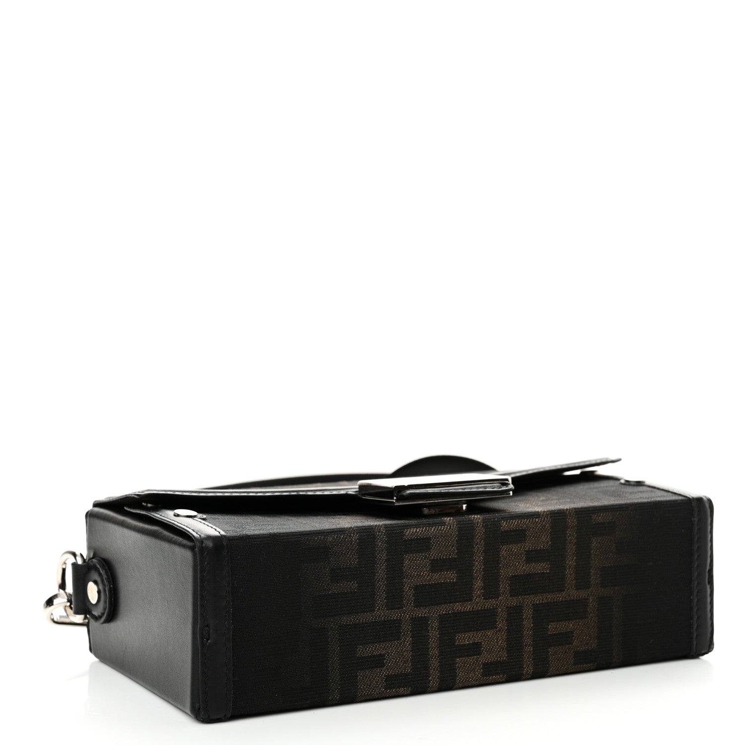 Fendi FF Eclissi Jacquard Vitello King Baguette Soft Trunk Tobacco Moro Black 4 of 12