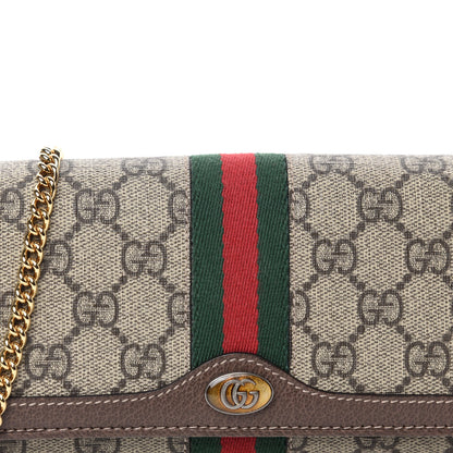 Gucci GG Supreme Monogram Web Ophidia Wallet On Chain Brown 11 of 12
