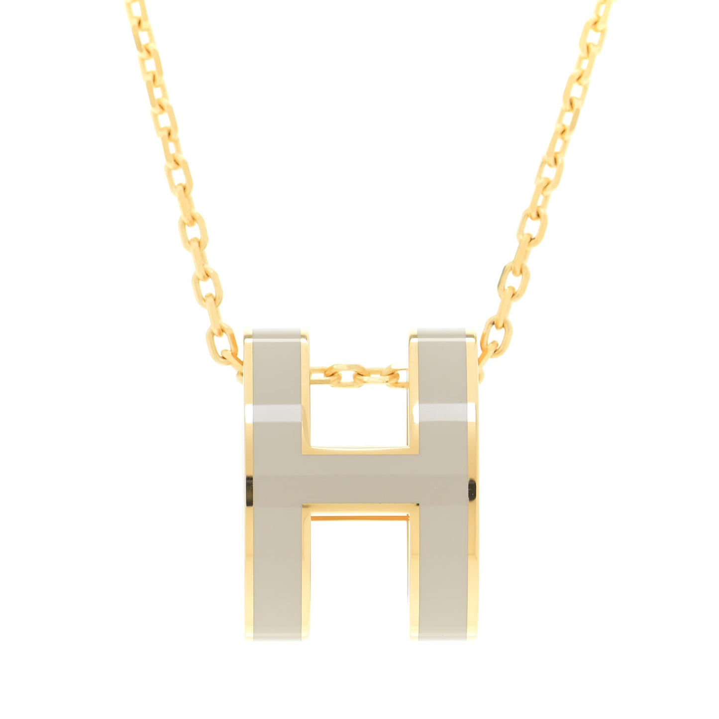Lacquered Gold Pop H Pendant Necklace Marron Glace