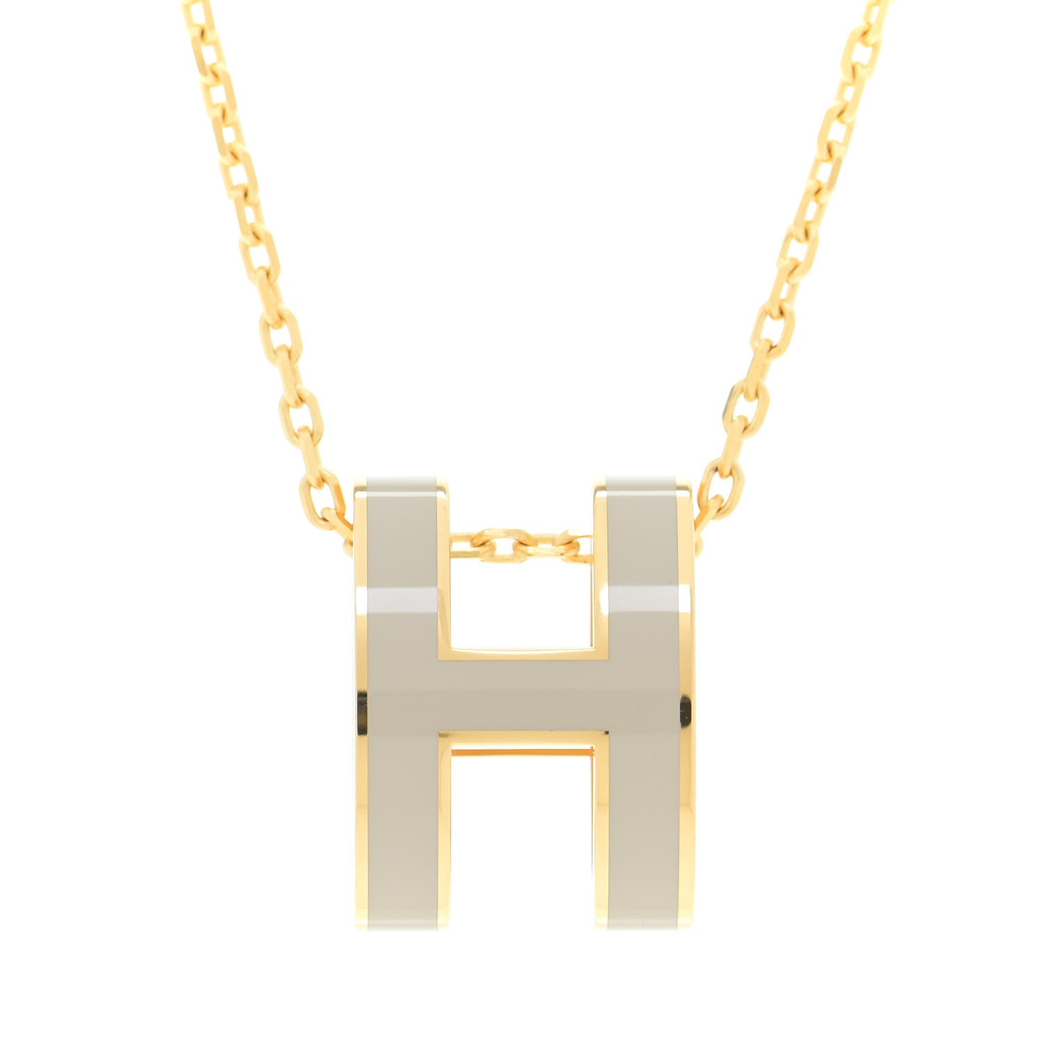 Hermes Lacquered Gold Pop H Pendant Necklace Marron Glace 8 of 11