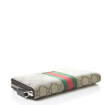 Gucci GG Supreme Monogram Web Zip Around Wallet Beige Cocoa 4 of 9