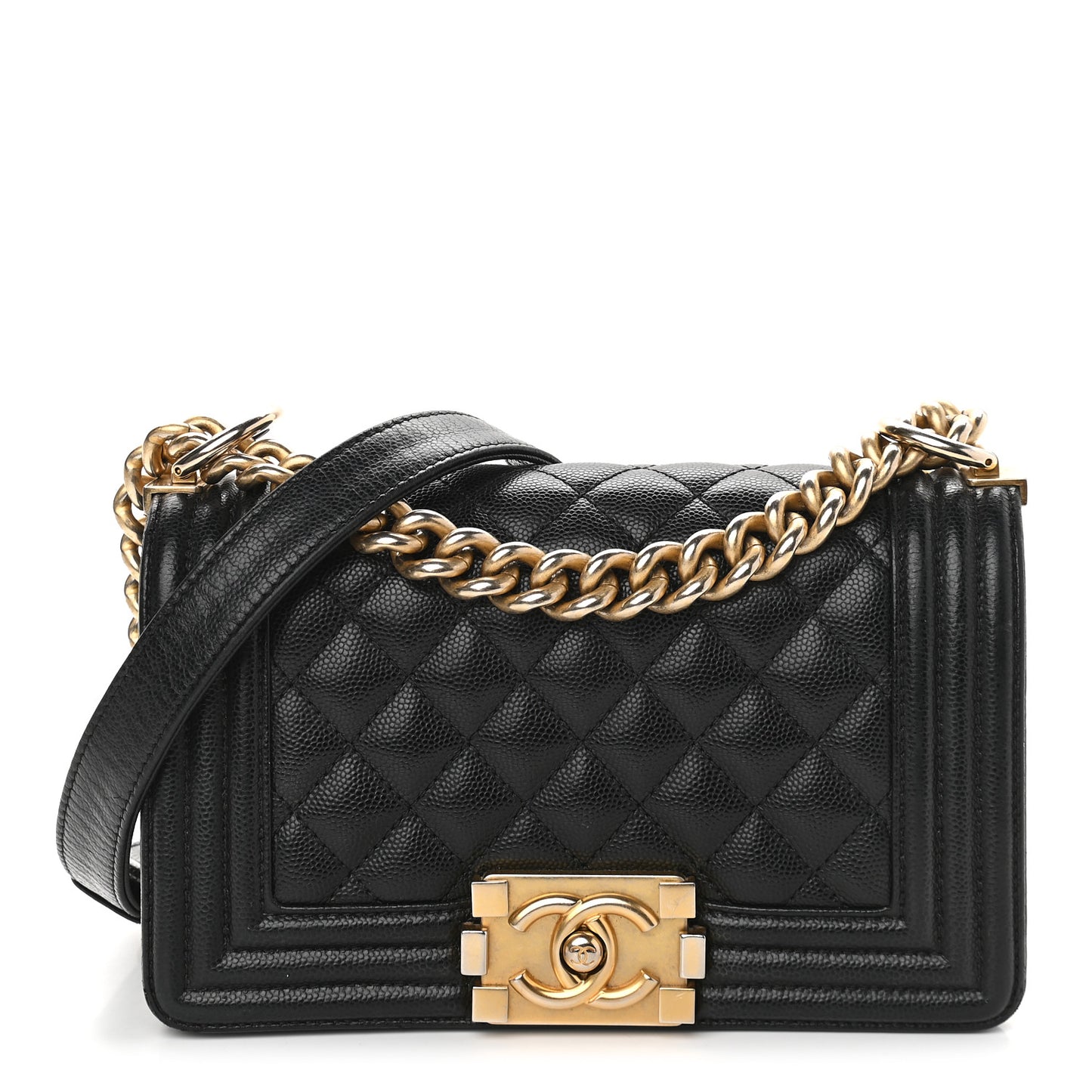 Caviar Quilted Small Boy Flap Black
