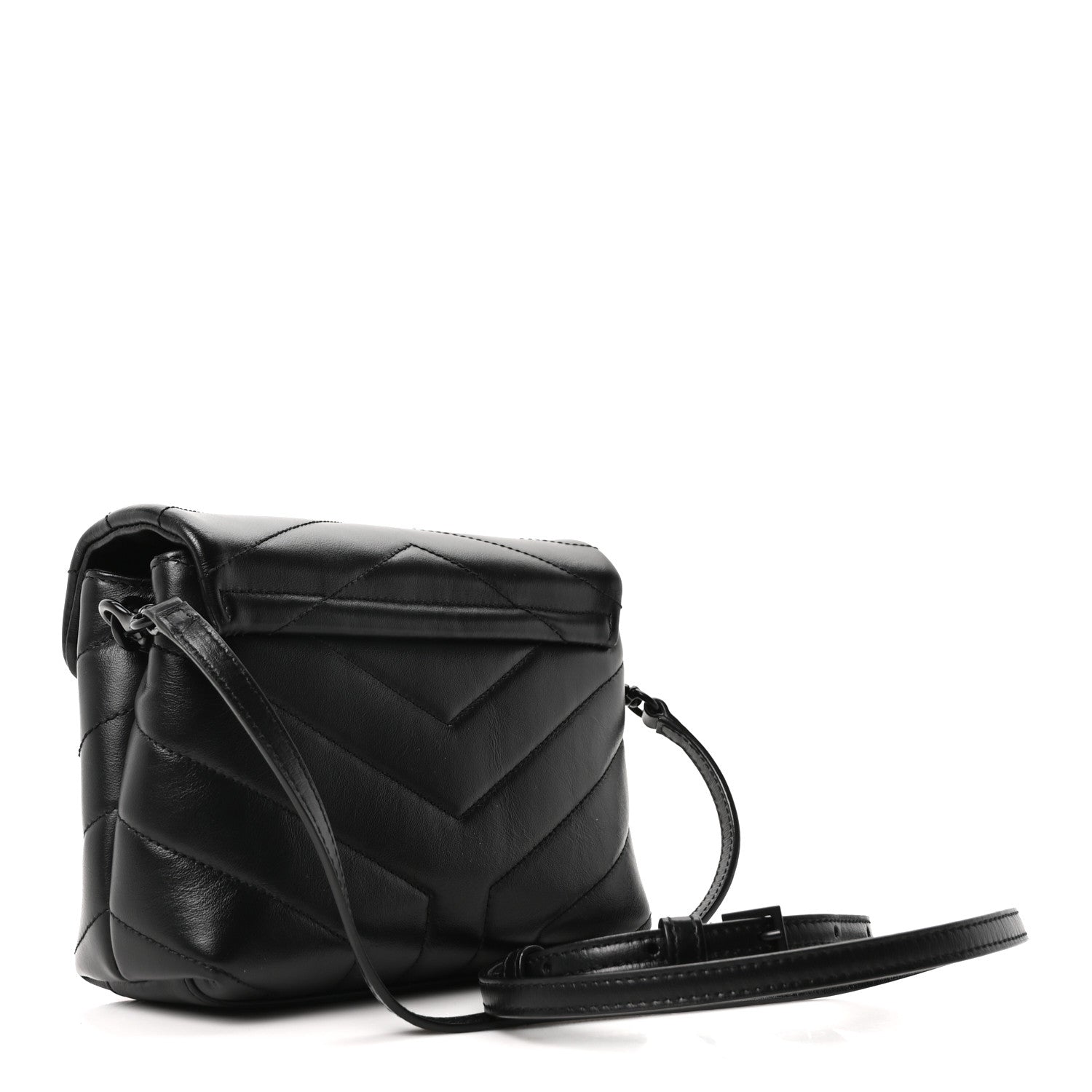 Saint Laurent Calfskin Y Quilted Monogram Monochrome Toy Loulou Crossbody Bag Black 3 of 11
