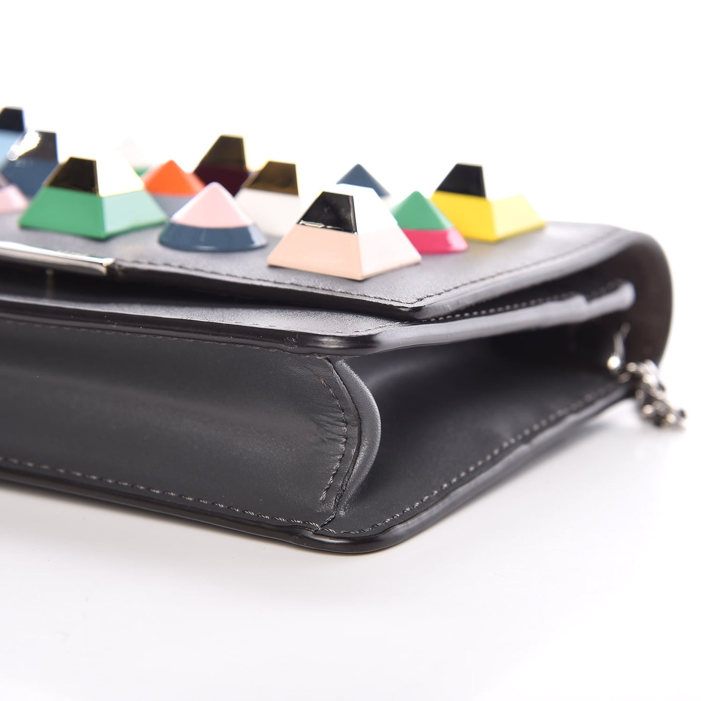 Vitello Liberty Studded Tube Wallet On Chain Asfalto Multicolor