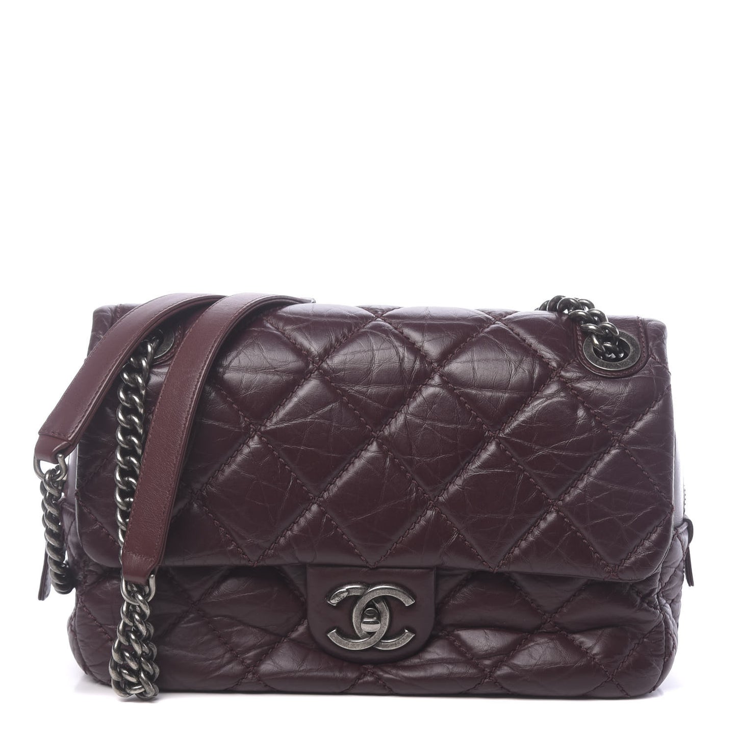 Aged Calfskin Medium New Portobello Flap Burgundy