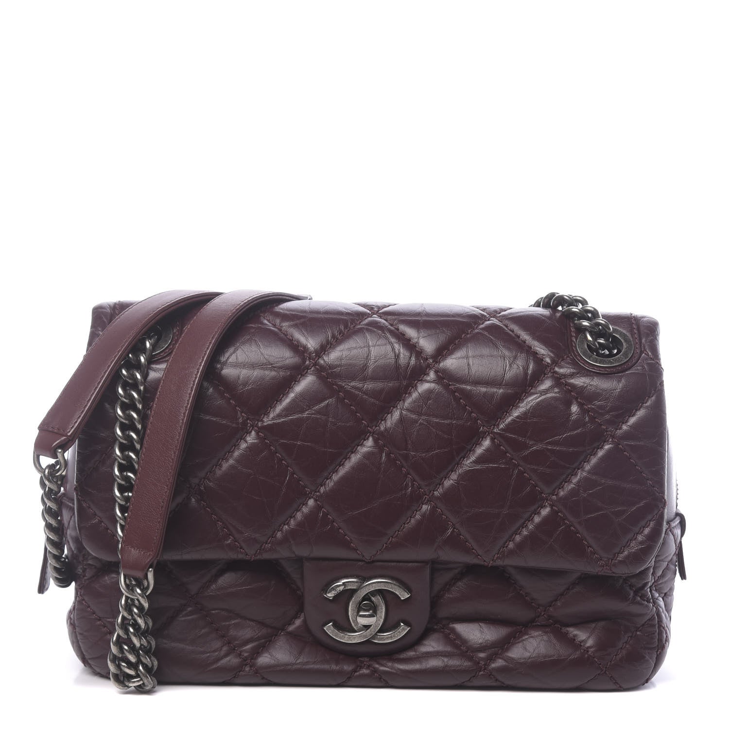 Chanel Aged Calfskin Medium New Portobello Flap Burgundy 1 of 10