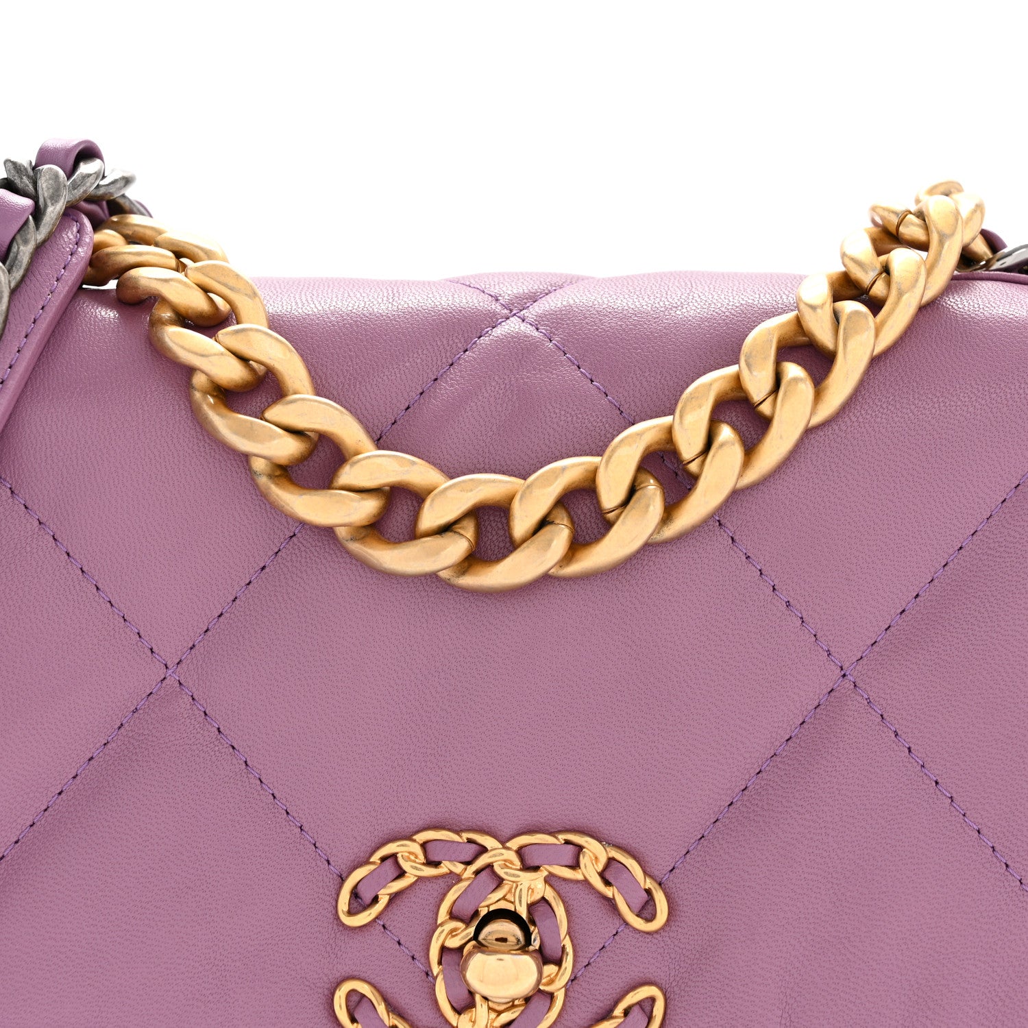 Chanel Goatskin Quilted Medium Chanel 19 Flap Purple 8 of 13