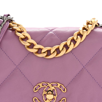 Chanel Goatskin Quilted Medium Chanel 19 Flap Purple 8 of 13