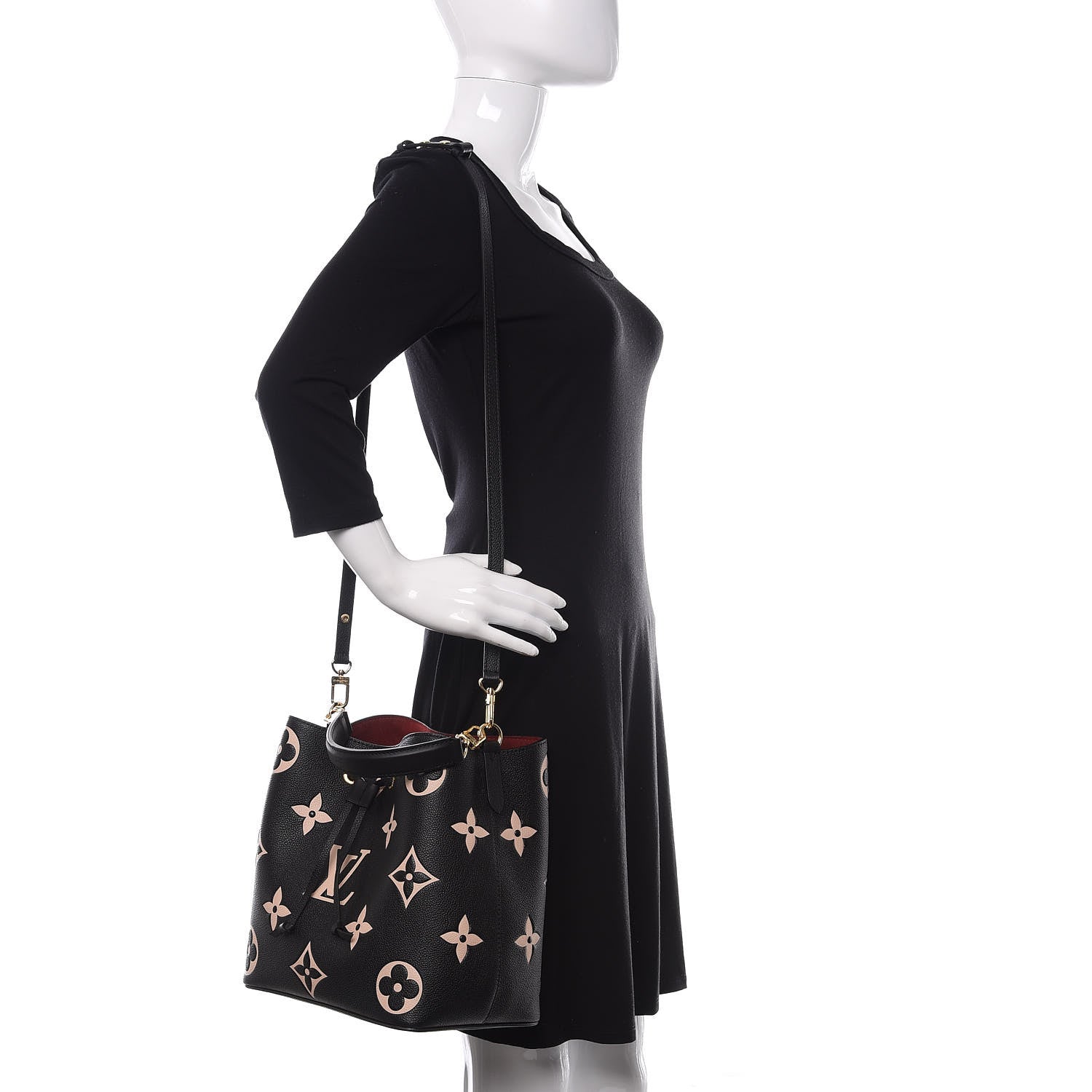 Louis Vuitton Empreinte Monogram Giant Neonoe MM Black Beige 2 of 12