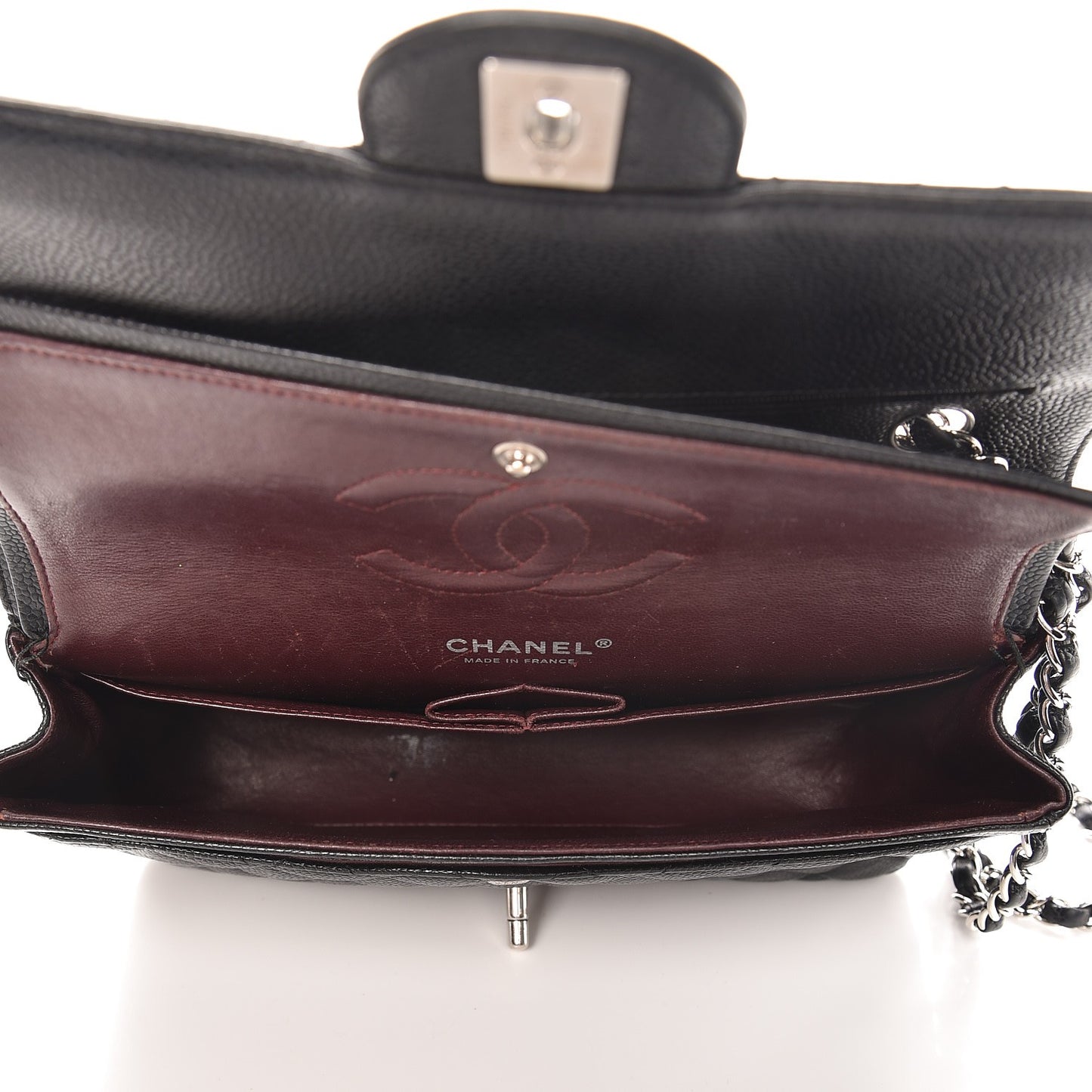 Caviar Quilted Medium Double Flap Black