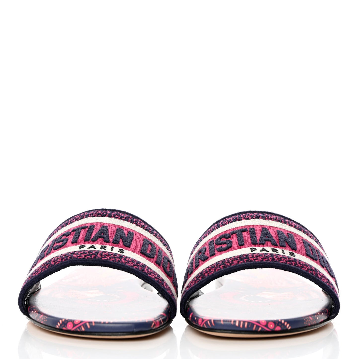 Canvas Embroidered Animals Dway Mules Slide Sandals 37 Deep Blue Fuchsia