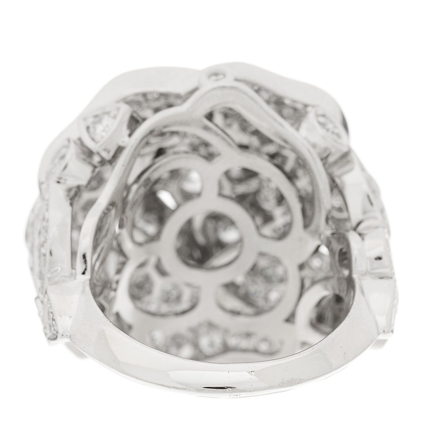 18K White Gold Diamond 3.50ct Bouton de Camelia Ring 52 6