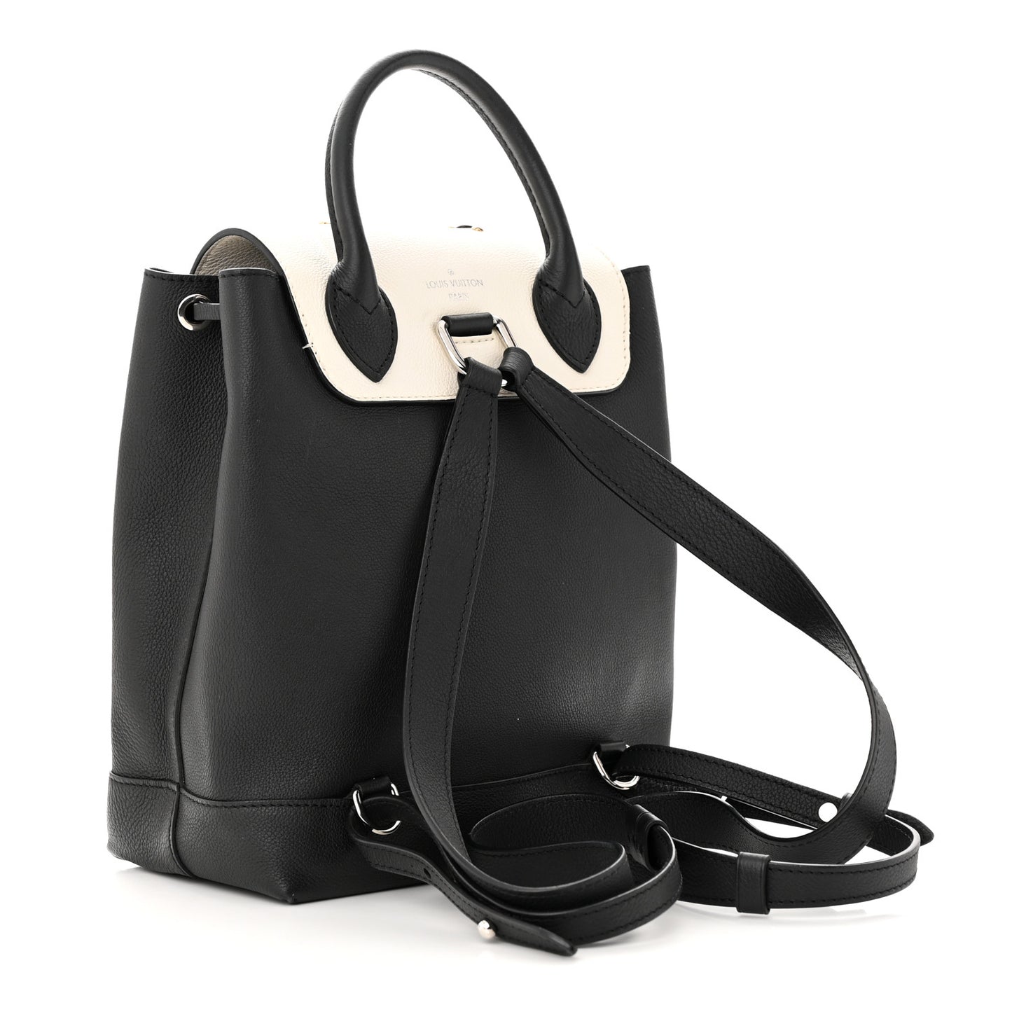 Calfskin Mechanical Flowers Lockme Backpack Black White