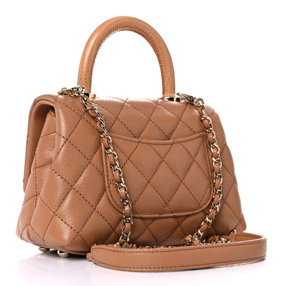 Chanel Caviar Quilted Lizard Embossed Extra Mini Coco Handle Flap Brown 2 of 10