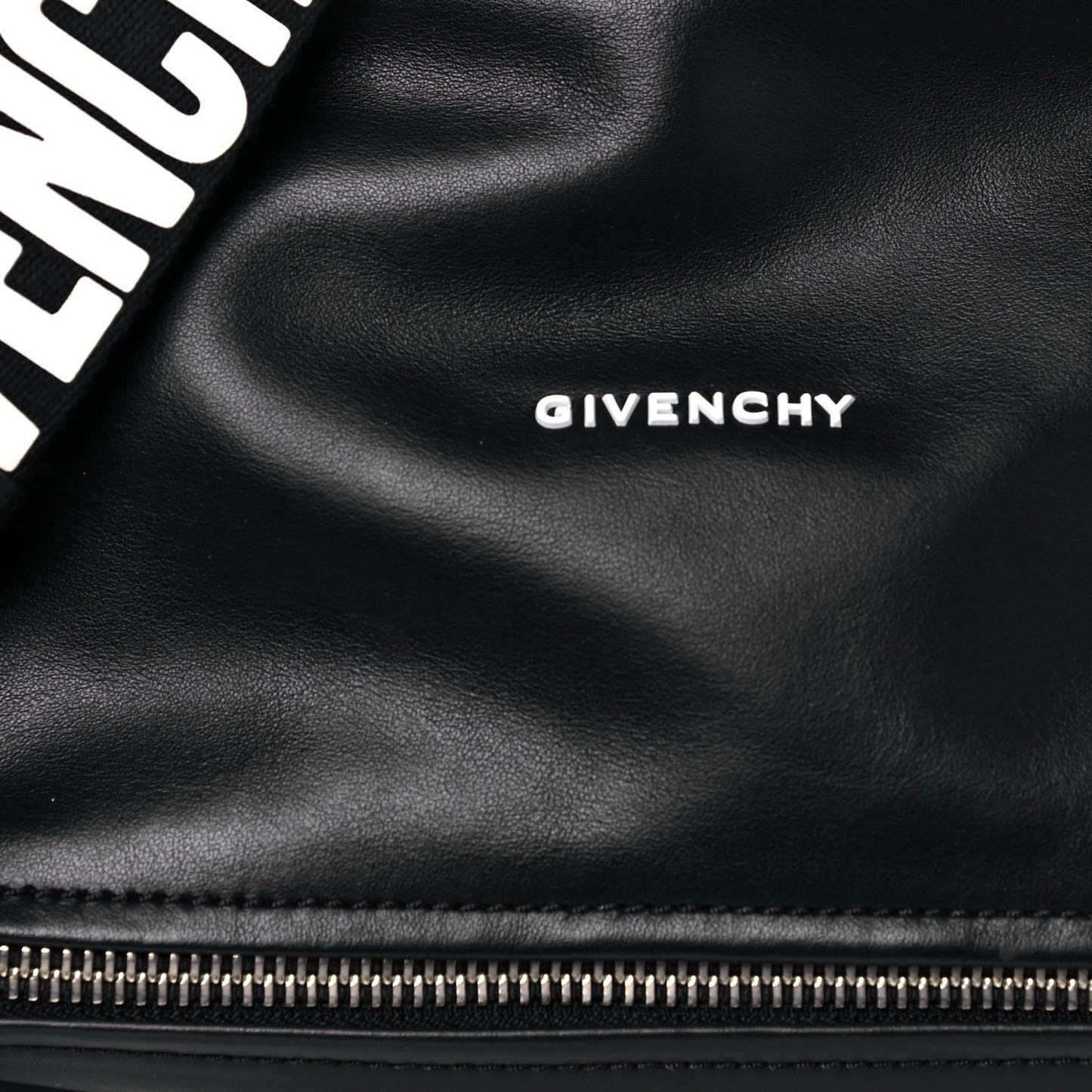 Calfskin Small Pandora Logo Strap Black