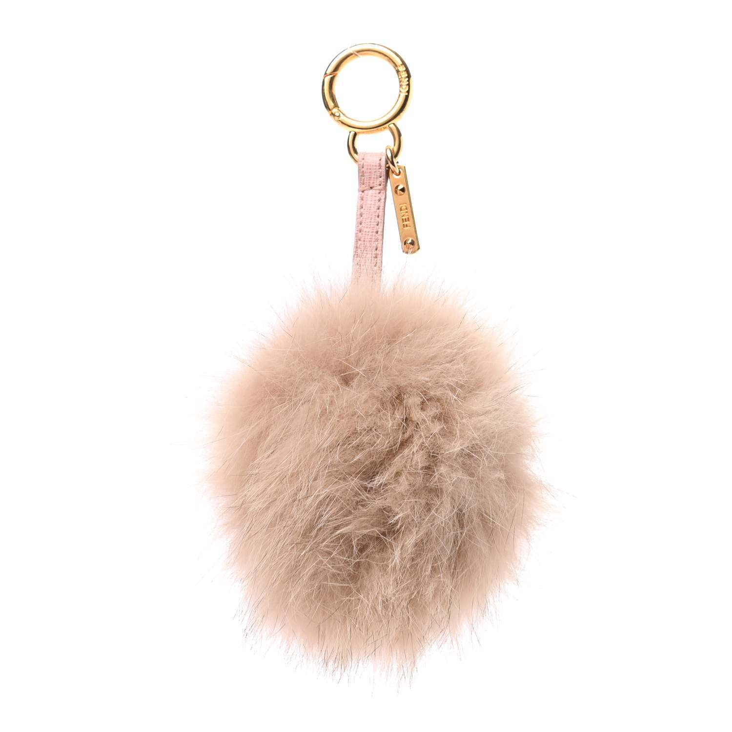 Fendi Fox Fur Vitello Elite Bi-Color Pom Pom Bag Charm Rosa Cammello Cipria 1 of 4