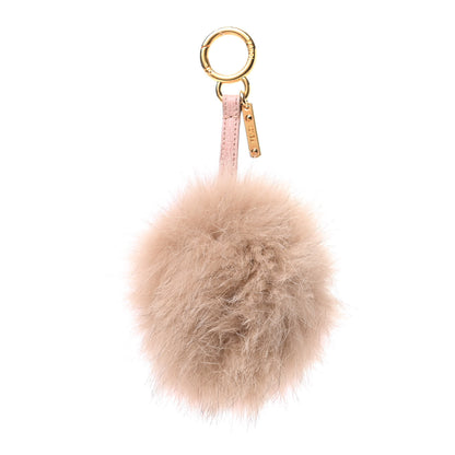 Fendi Fox Fur Vitello Elite Bi-Color Pom Pom Bag Charm Rosa Cammello Cipria 1 of 4