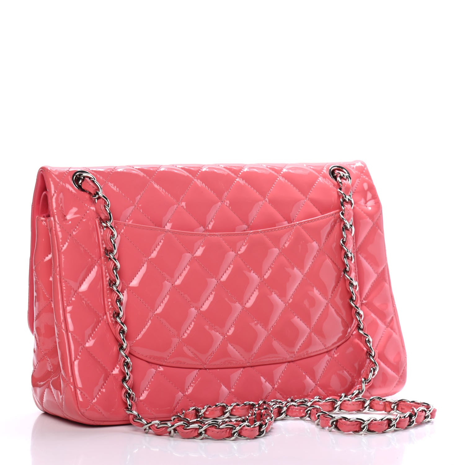 Chanel Patent Quilted Jumbo Double Flap Pink 2 of 4
