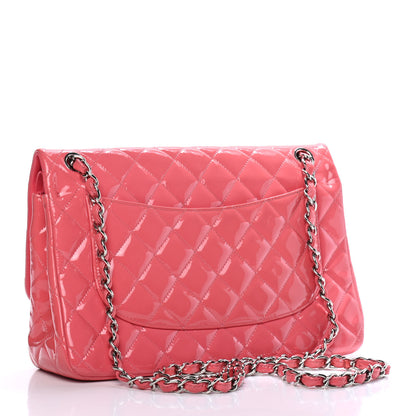 Chanel Patent Quilted Jumbo Double Flap Pink 2 of 4