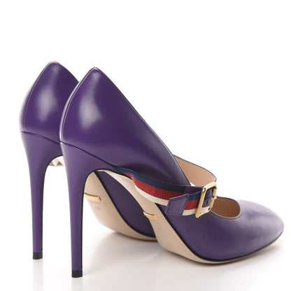 Gucci Malaga Kid Sylvie High Heel Pumps 40 Shine Purple 4 of 10