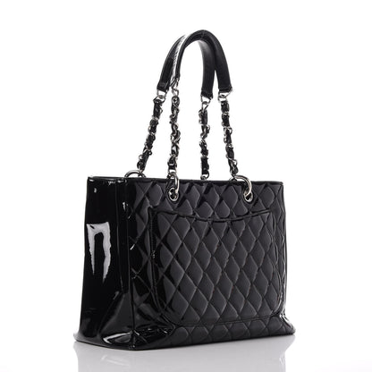 Chanel Patent Quilted Grand Shopping Tote GST Black 3 of 16