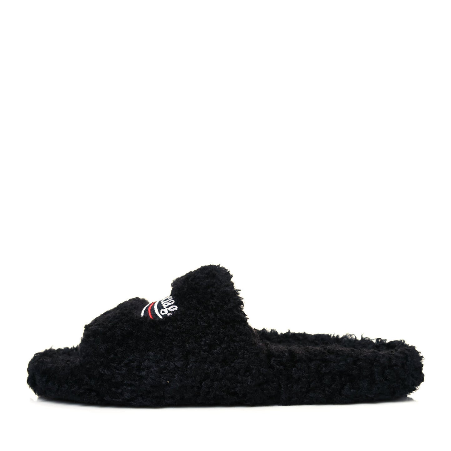 Faux Shearling Political Campaign Logo Slide Sandals 40 Black White Red