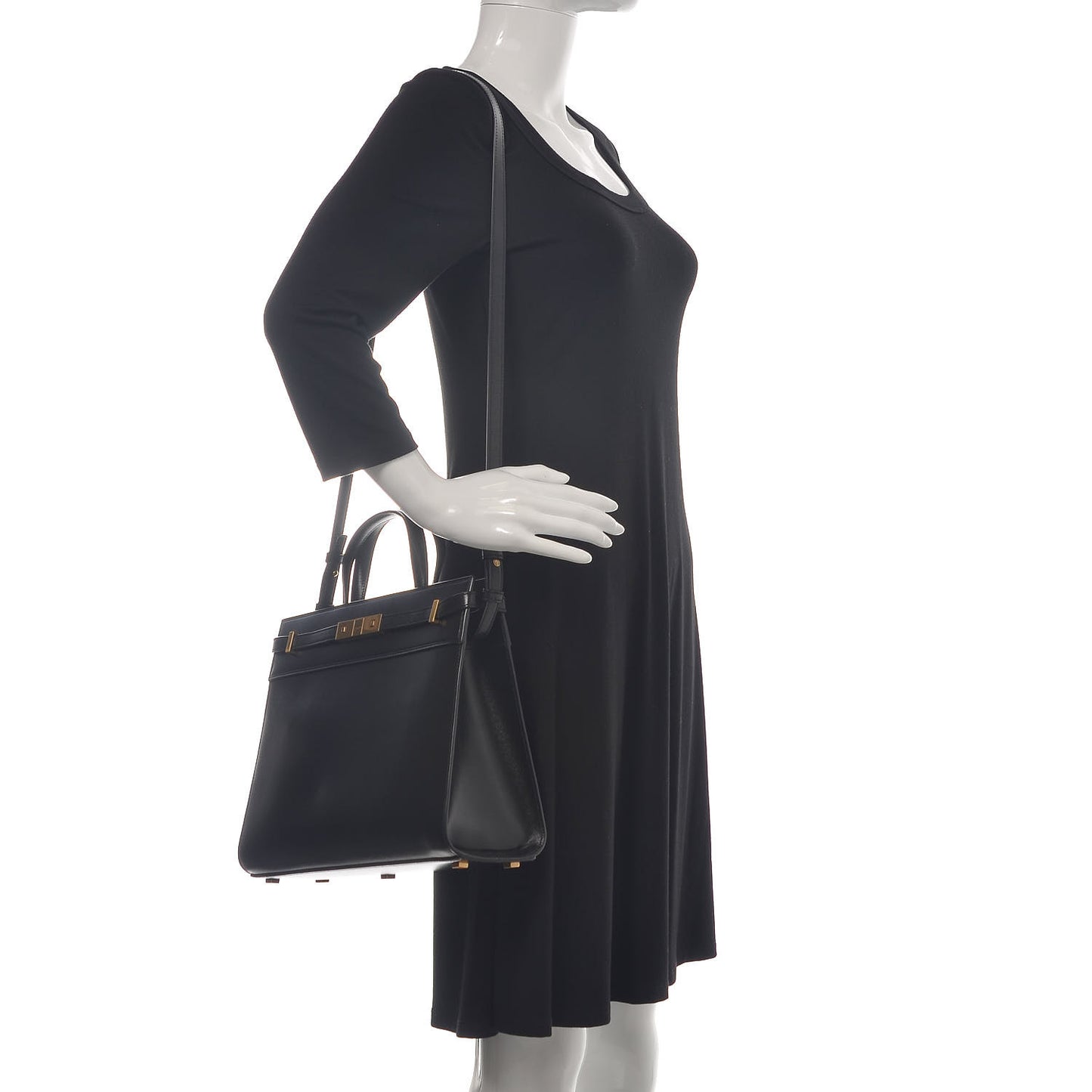 Calfskin Small Manhattan Shopper Tote Black