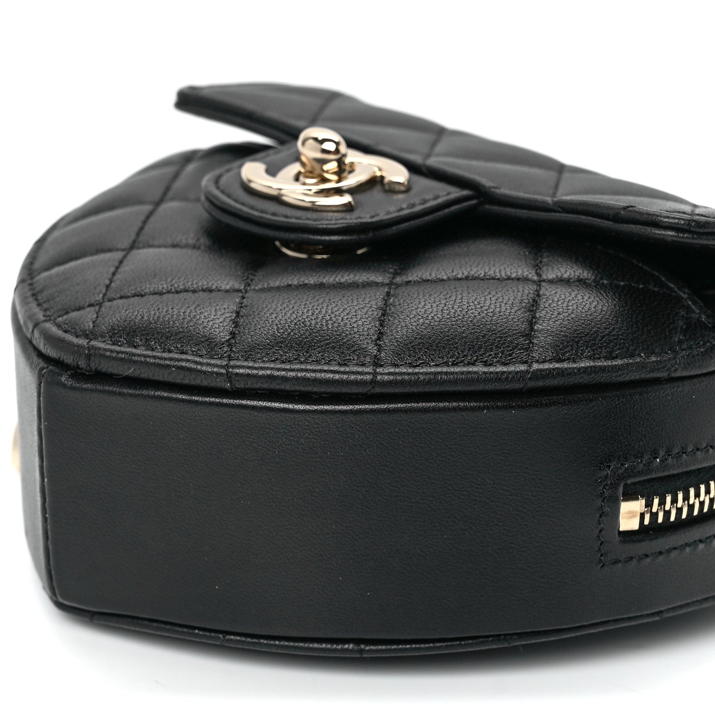 Lambskin Quilted CC In Love Heart Clutch With Chain Black