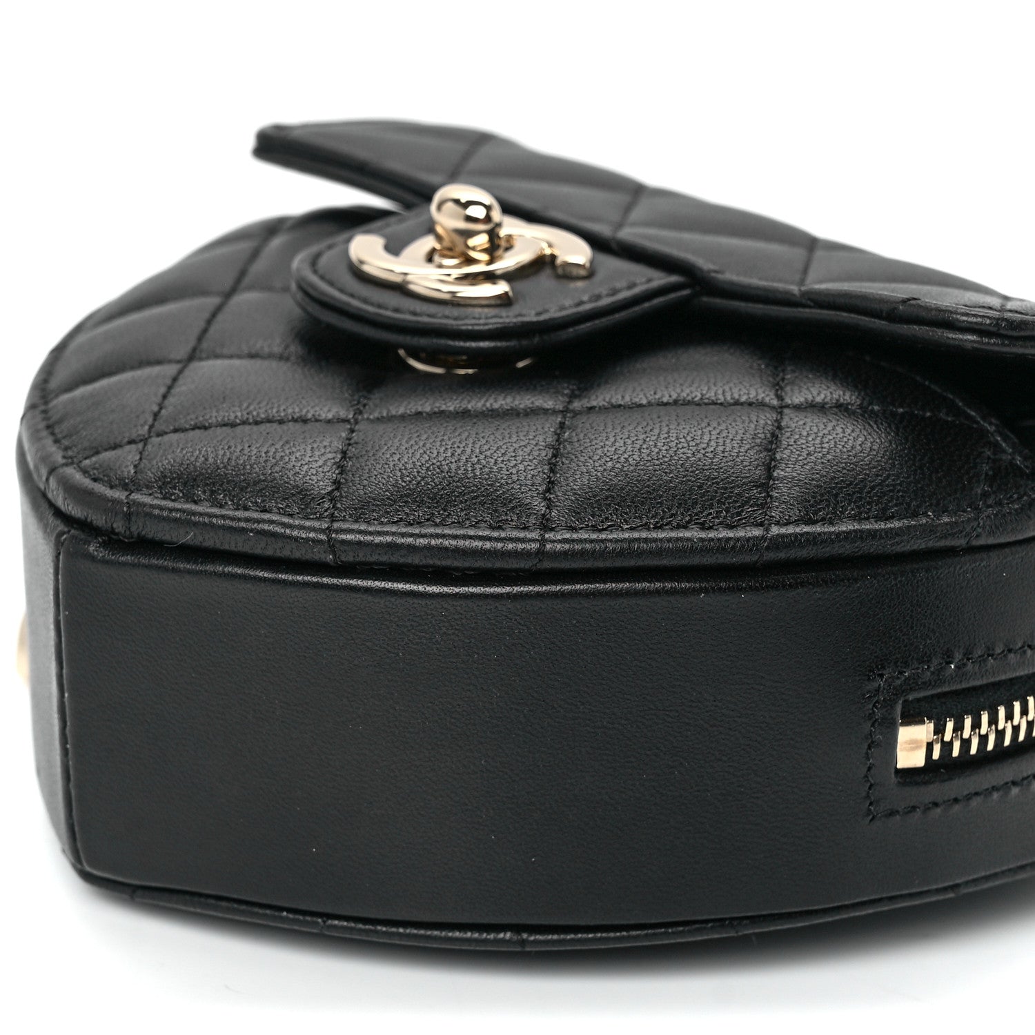 Chanel Lambskin Quilted CC In Love Heart Clutch With Chain Black 12 of 13