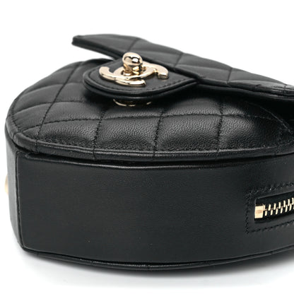 Chanel Lambskin Quilted CC In Love Heart Clutch With Chain Black 12 of 13