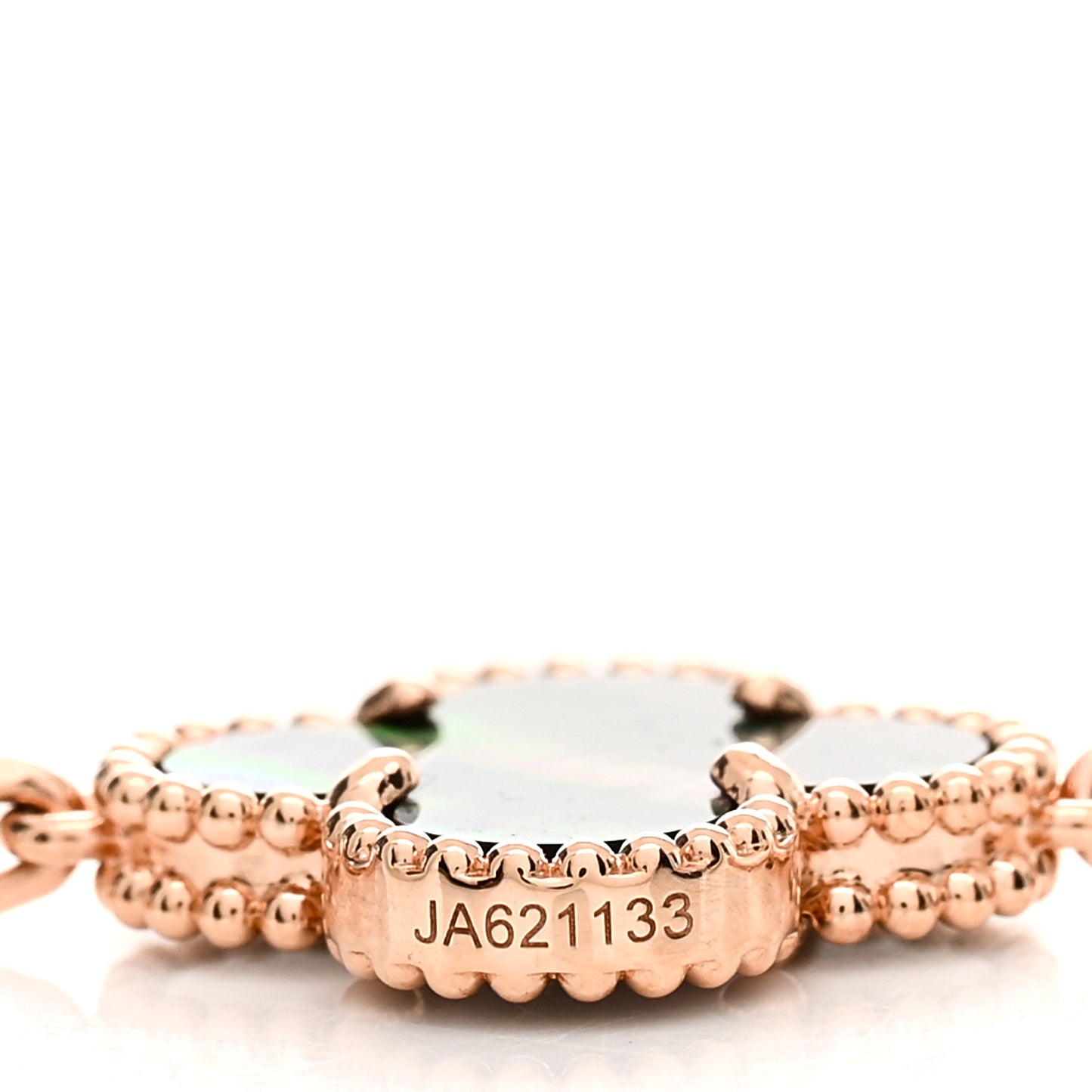 18K Rose Gold Diamond Gray Mother of Pearl 5 Motifs Vintage Alhambra Bracelet