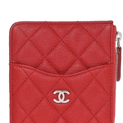Chanel Caviar Quilted Classic Flat Wallet Pouch Red 8 of 8
