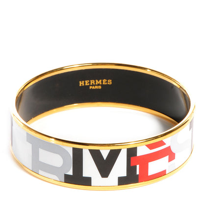Hermes Enamel Printed Capitales Wide Bracelet 65 1 of 6
