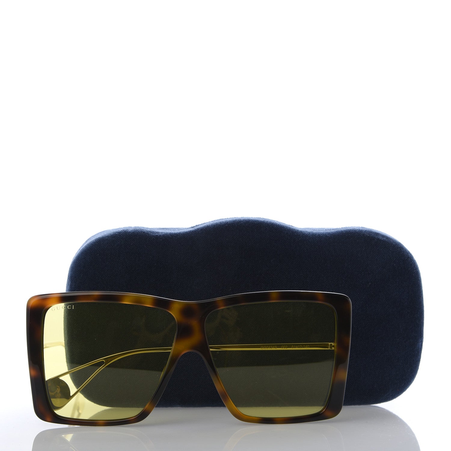 Gucci Acetate Oversize Square Frame GG0434S Sunglasses Havana Yellow 8 of 8