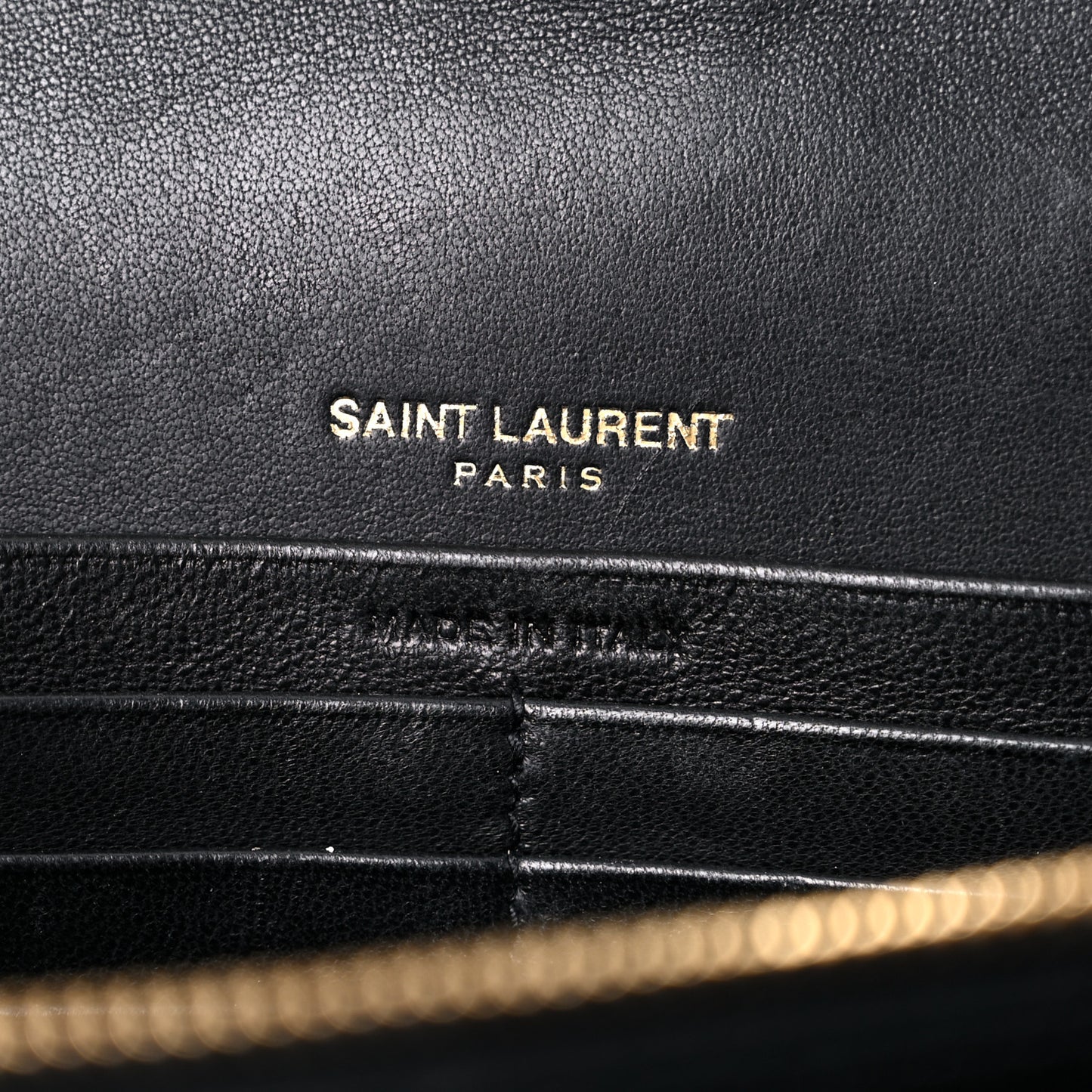 Lambskin Matelasse Monogram Vicky Chain Wallet Black