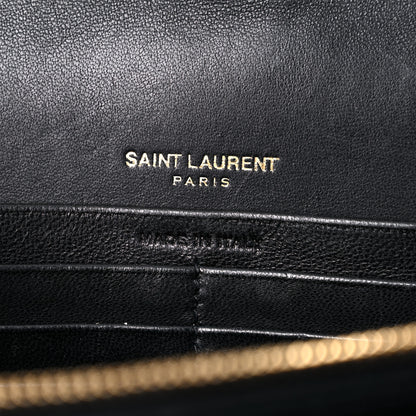 Saint Laurent Lambskin Matelasse Monogram Vicky Chain Wallet Black 6 of 24