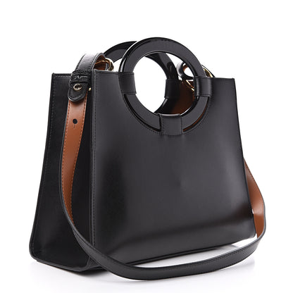 Fendi Vitello Liberty Plexiglass Stamp Patch Perforated Small Runaway Shopper Tote Black 2 of 9