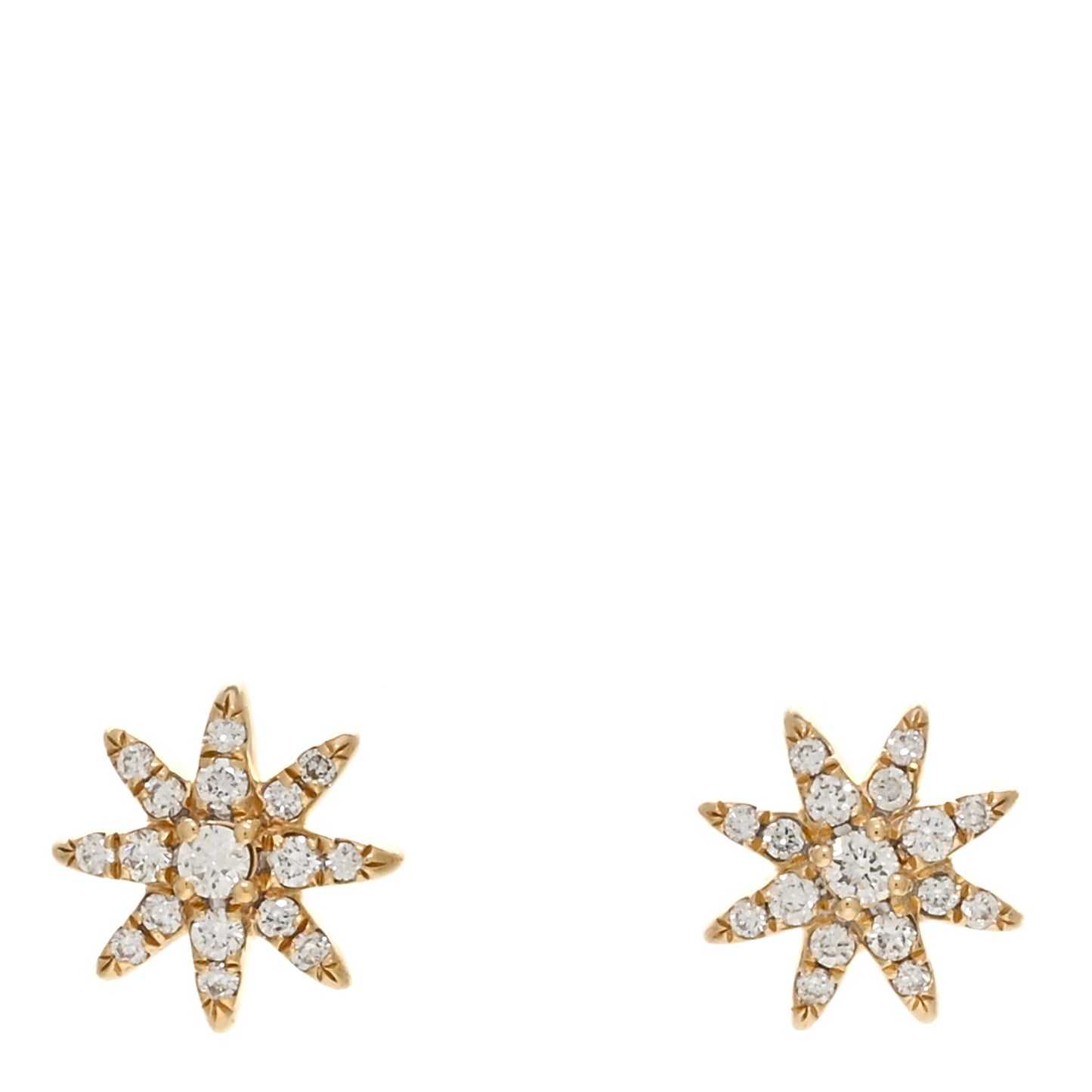 18K Yellow Gold Diamond Petite Starburst Earrings