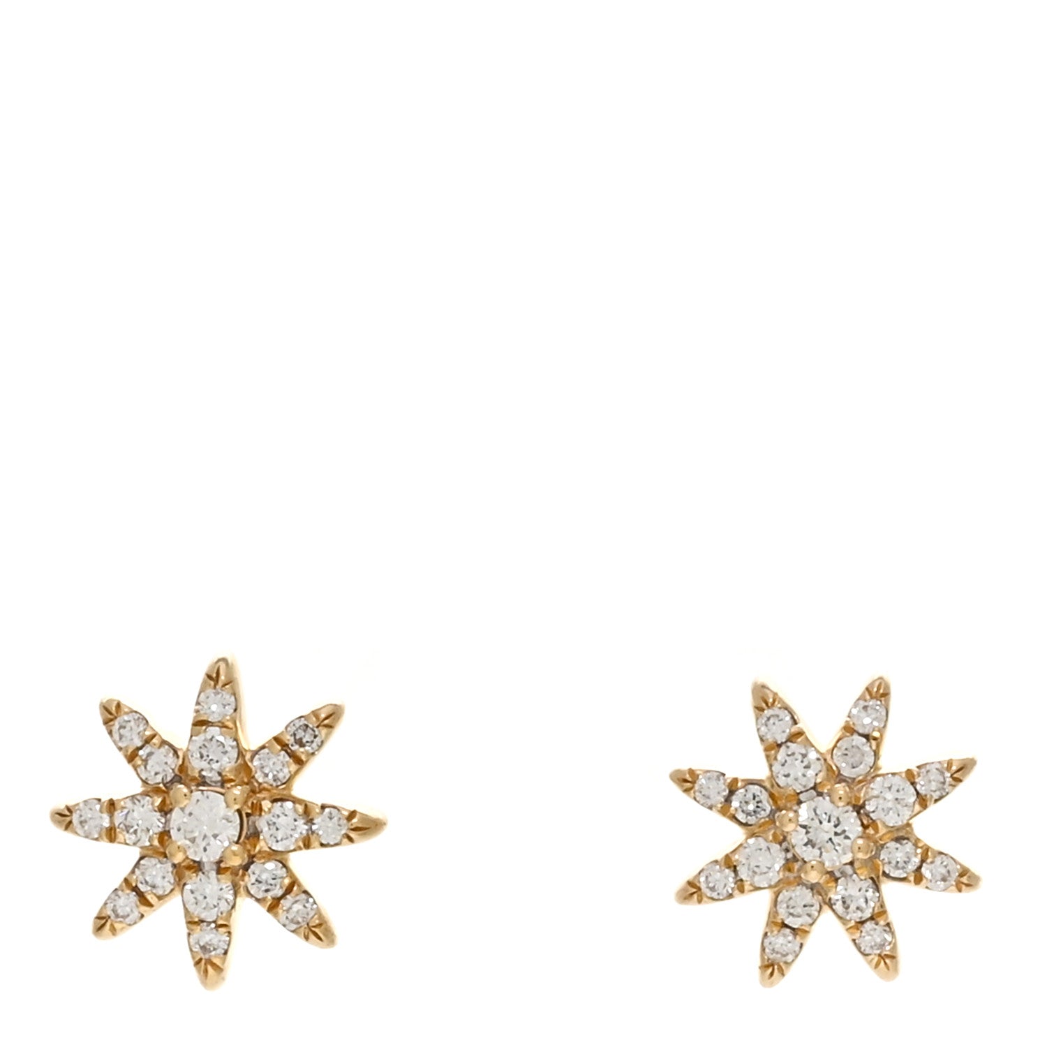 David Yurman 18K Yellow Gold Diamond Petite Starburst Earrings 1 of 4